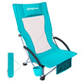 KingCamp Folding Beach Chair High Back Lightweight Portable Backpack Chair with Headrest, Cup Holder for Camping Outdoor Sand Co