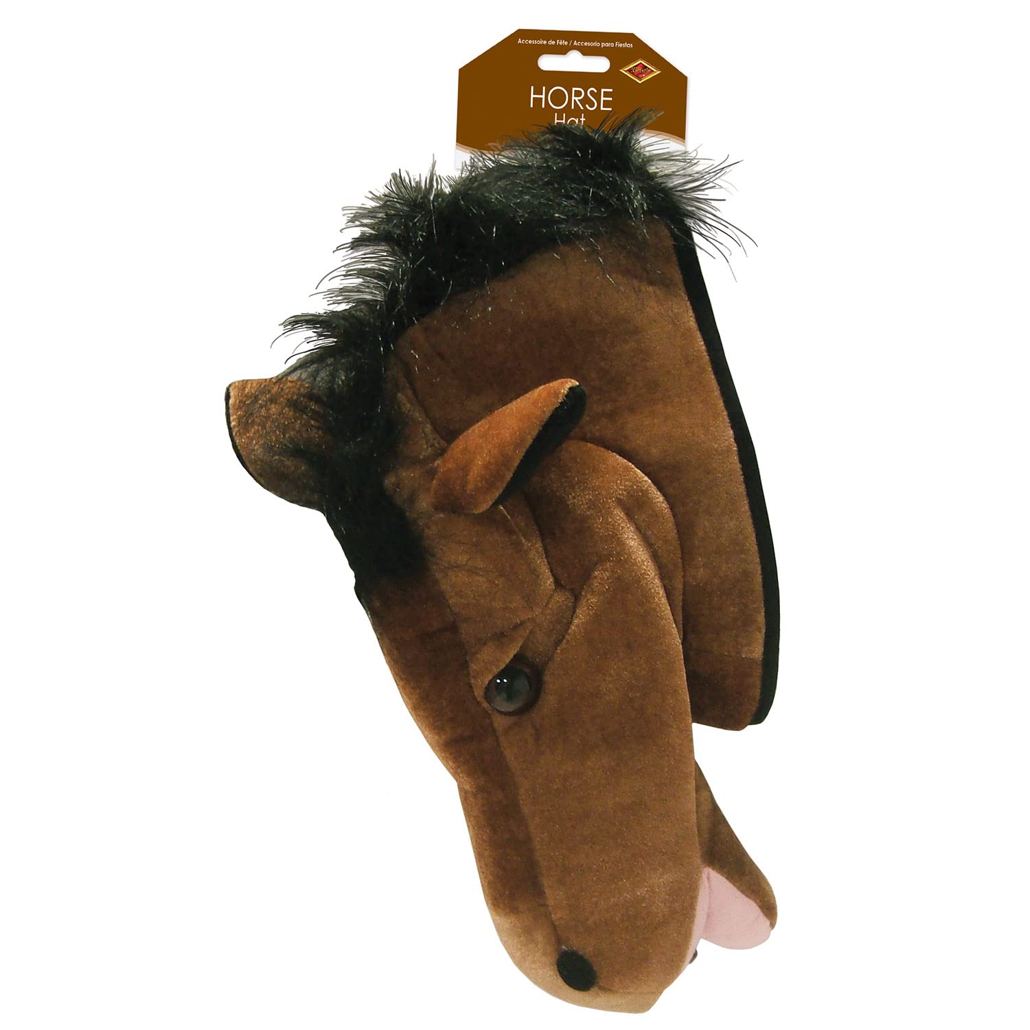 Beistle Unisex Plush Horse Head Hat - Western Costume Accessory, Farm Themed Party Supplies, Crazy Animal Headwear, Dress-Up Acc