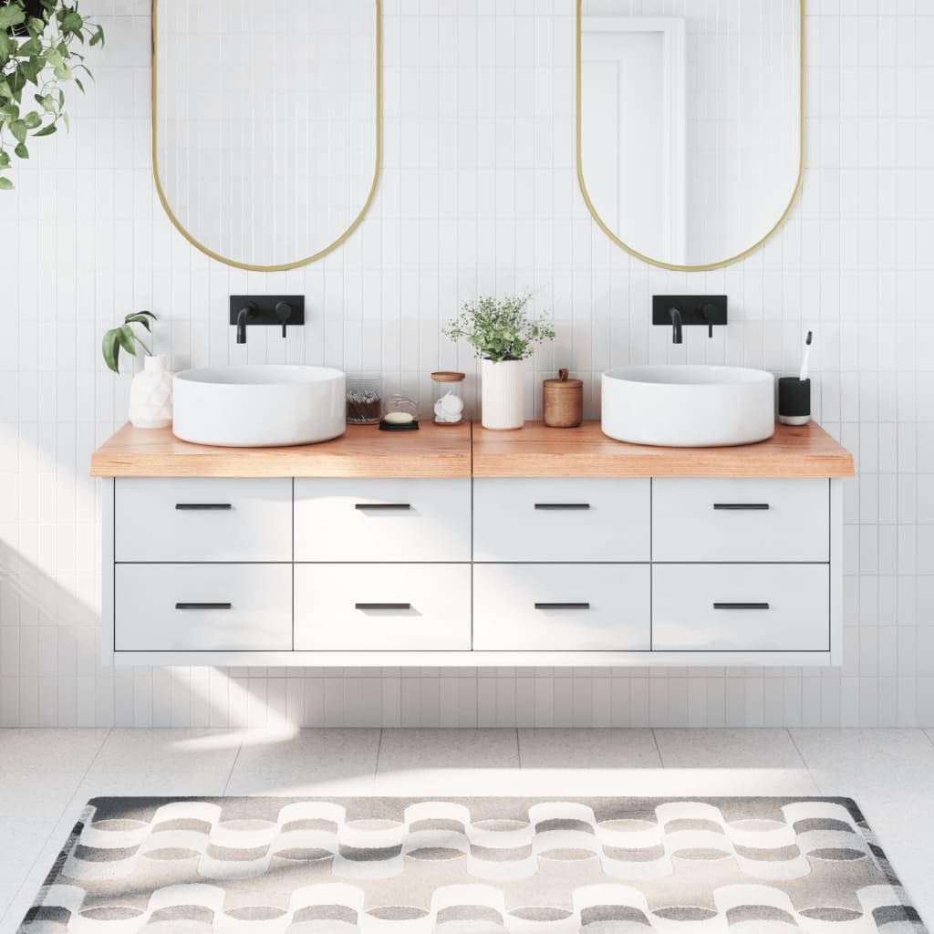 vidaXL Bathroom Countertop Light Brown 70.9''x19.7''x(0.8''-2.4'') Treated Solid Wood