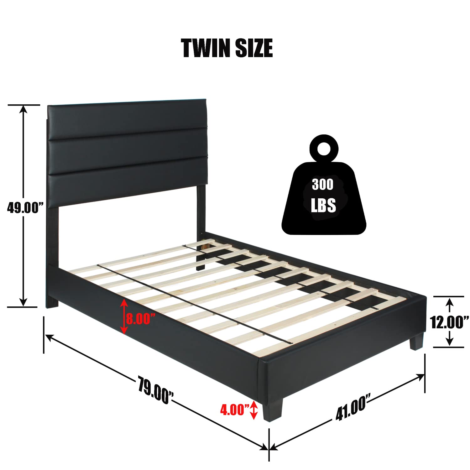 Napoli Faux Leather Upholstered Platform Bed - Thumbnail 2