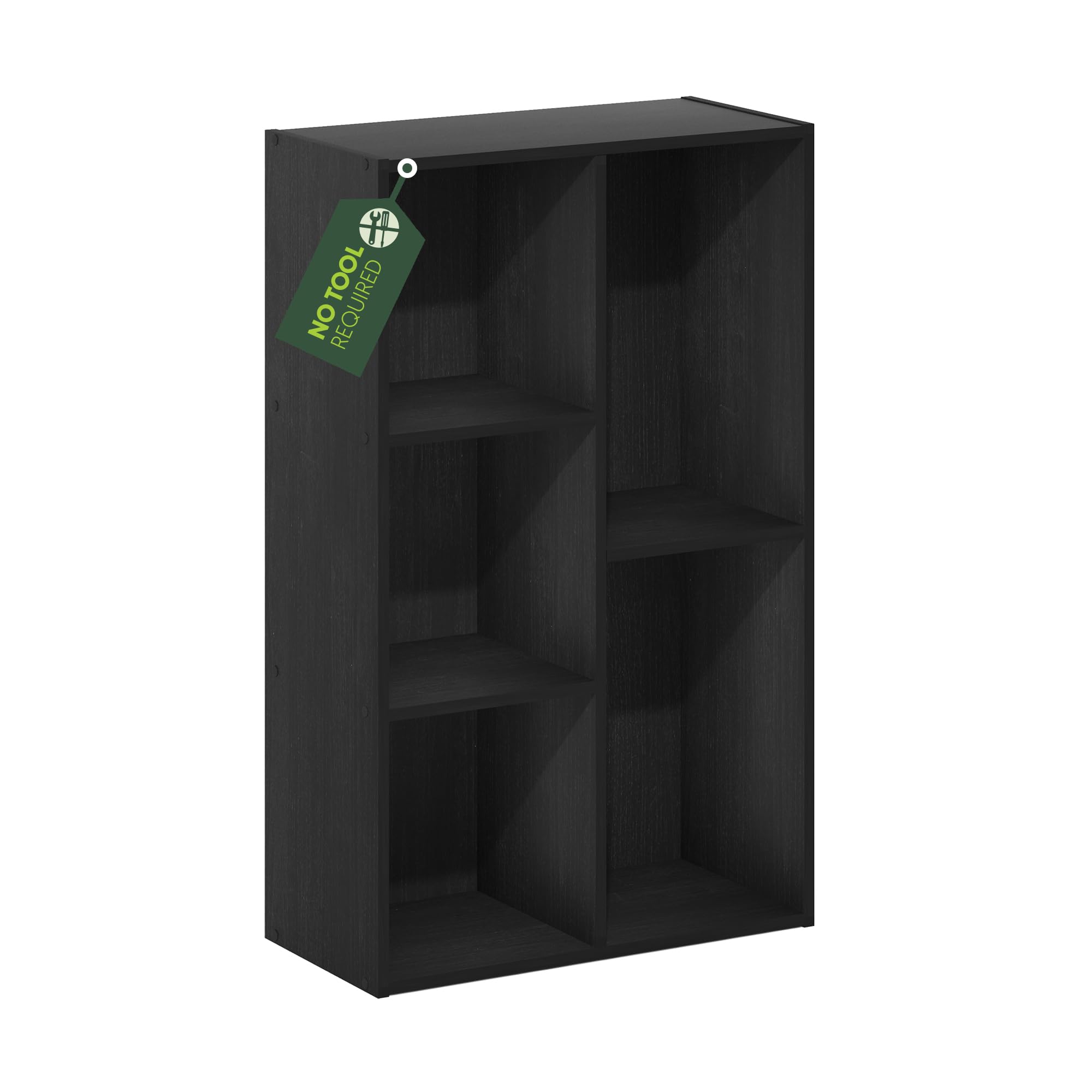 Furinno Luder 5-Cube No Tool Assembly Open Shelf, Blackwood