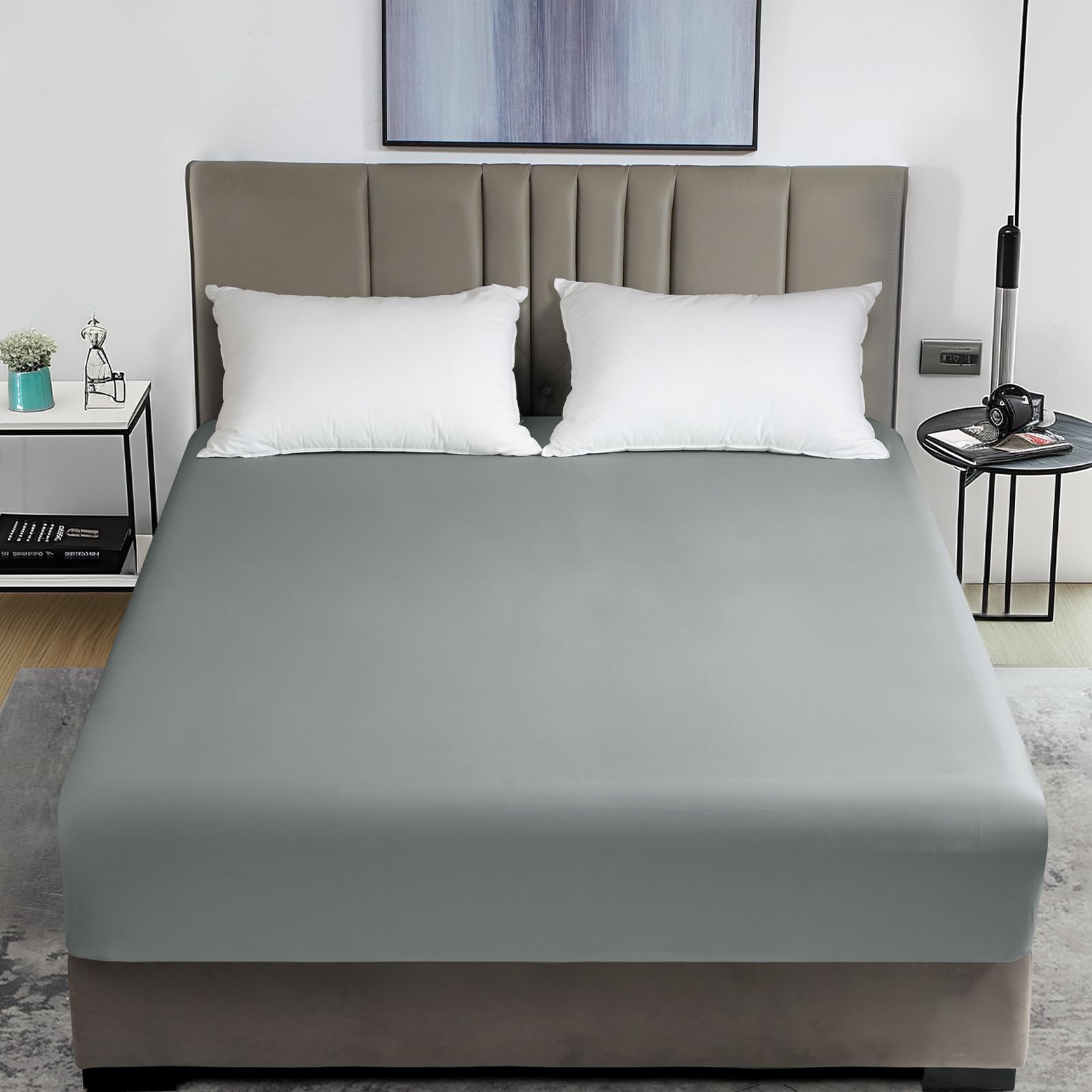 David'S Home Summer Cooling Fitted Sheet King Size, 100% Rayon Derived From Bamboo, 16' Deep Pocket 2.5Cm Wider Elastic, Luxury