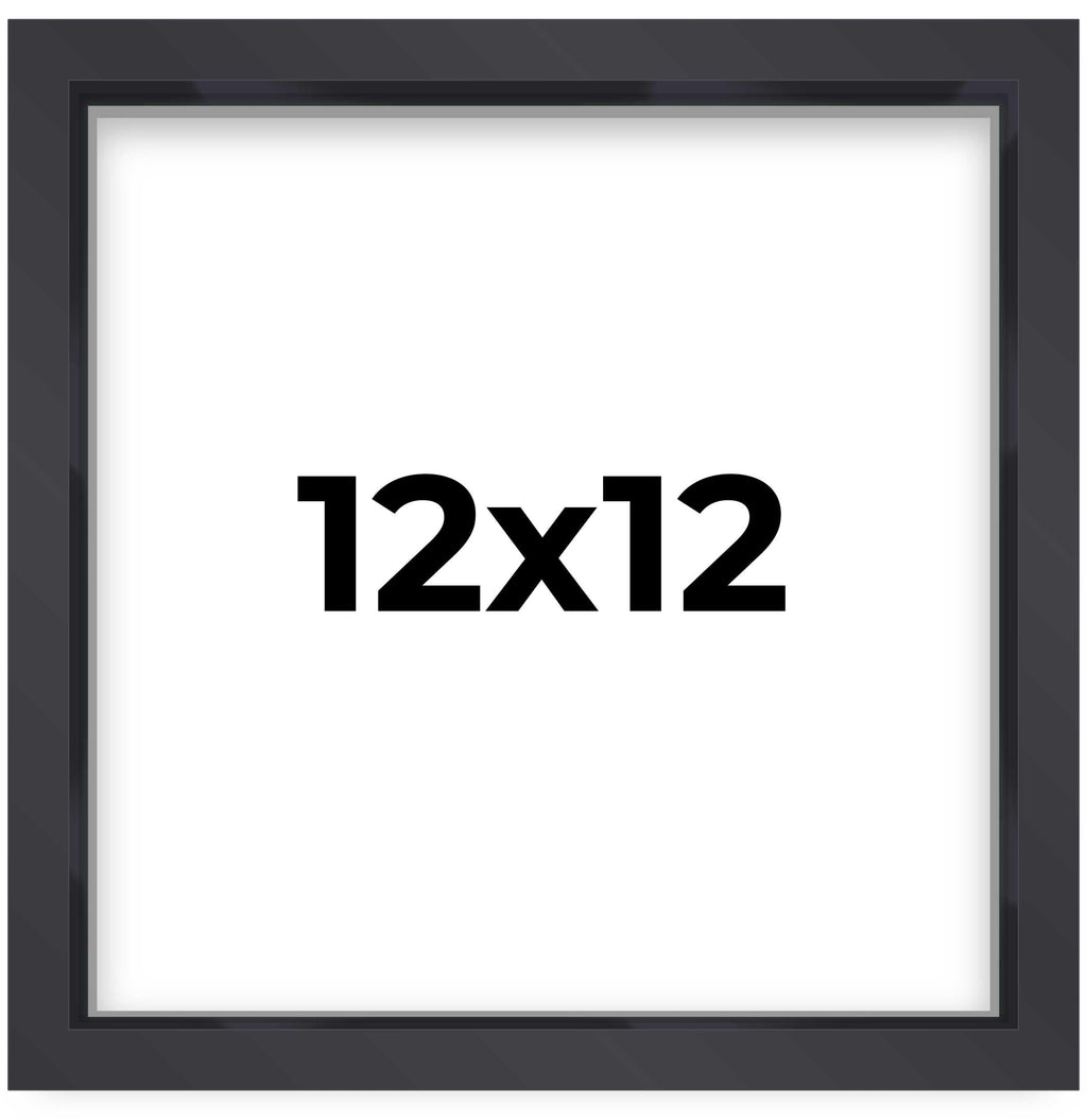 12x12 Shadow Box Frame Contemporary Black Finish | 1'' Depth of Usable Space| Interior Size 12x12 Inches| UV Resistant Acrylic, 