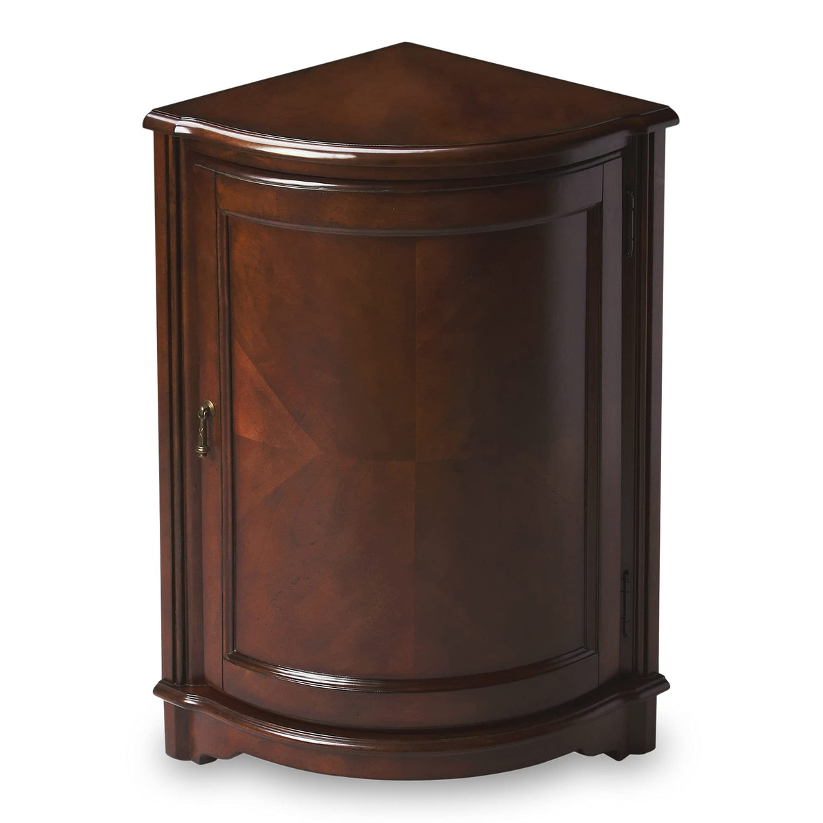 HomeRoots Rubberwood Solids, MDF, Cherry Veneers, Brass Durham Plantation Cherry Corner Cabinet