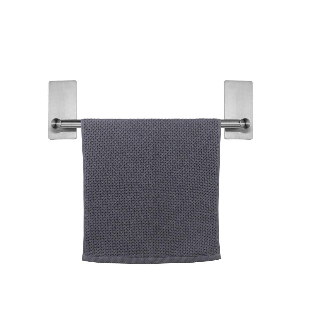 NearMoon Self Adhesive Bathroom Towel Bar- Stainless Steel Bath Wall Shelf Rack Hanging Towel Stick On Sticky Hanger Contemporar