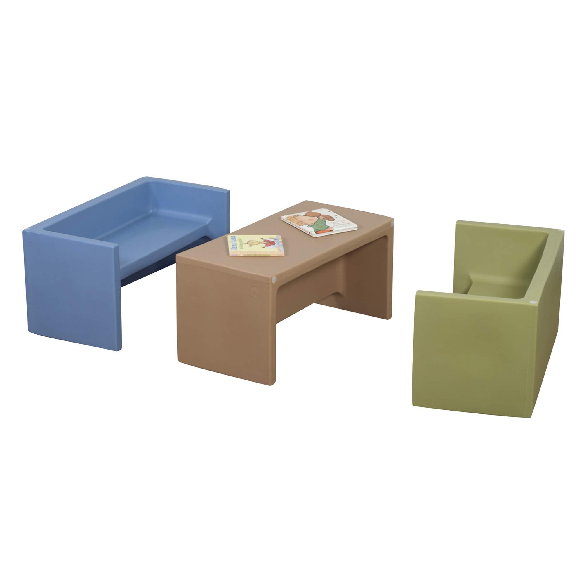 Childrens Factory 3-in-1 Adapta-Benches for Kids, Flexible Seating Classroom Furniture, 3-Pack Kids Chair Set
