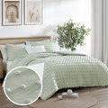Swift Home Twin/Twinxl Sage 2-Piece Down Alternative Comforter Set Bedding Pom Pom All-Season, Machine Washable