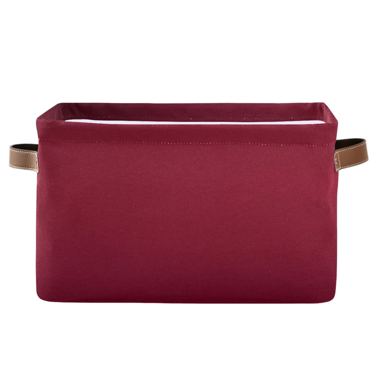 xigua Burgundy Red Solid Color Foldable Storage Basket for Shelves, Collapsible Waterproof Sturdy Fabric Storage Bin with Handle