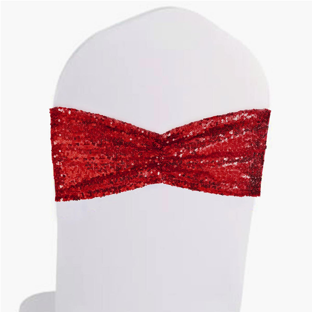 Eternal Beauty Set Of 20 Sequin Chair Sashes Red Chair Sashes For Wedding Valentine'S Day Hotel Party Banquet Chairs Decorations