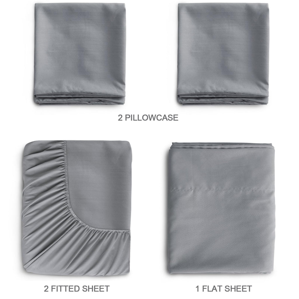 SPRINGSPIRIT Twin Sheets Set - 4 Piece Grey Bed Sheets with Deep Pockets, Super Soft & Breathable for Ultimate Comfort