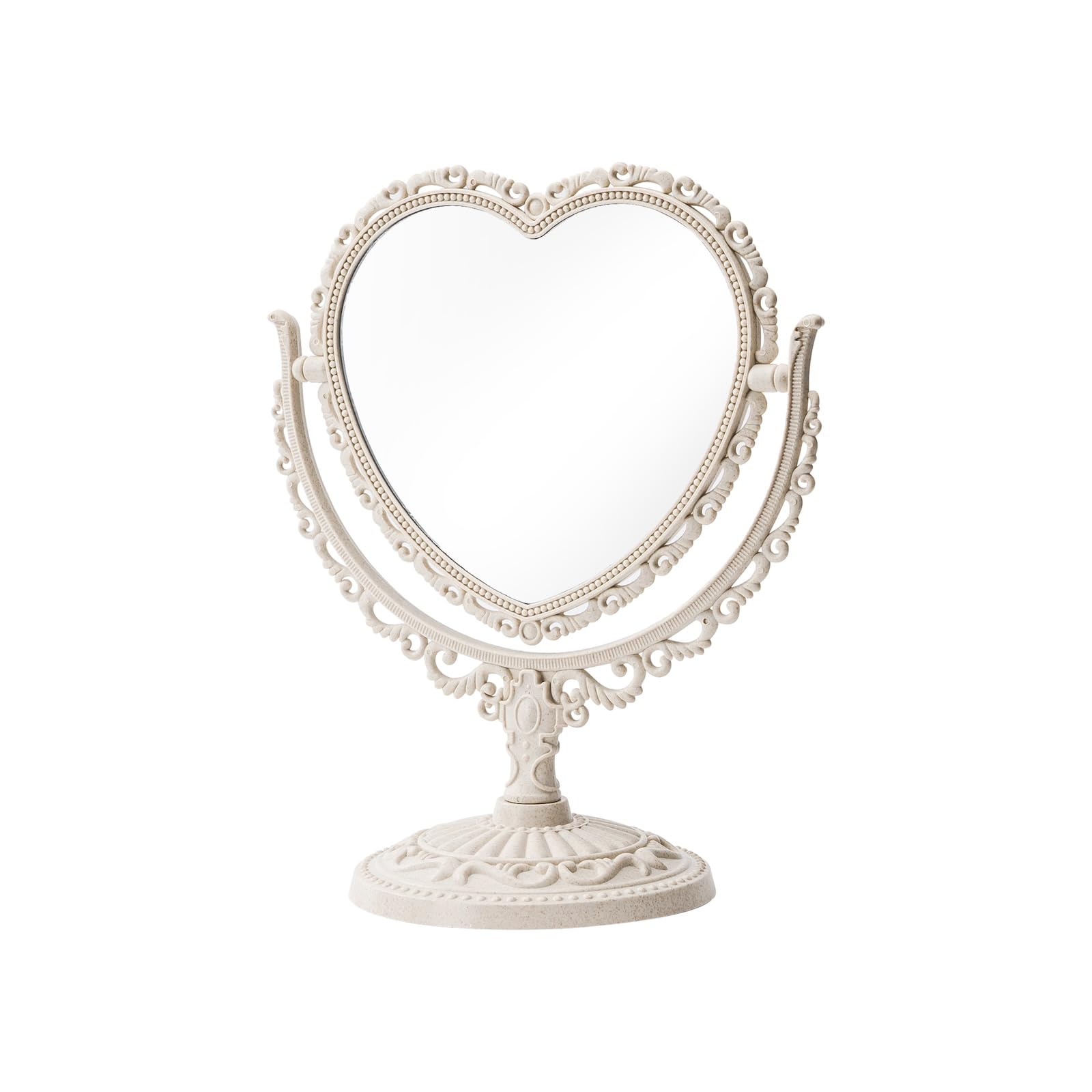 JDPEYI-Heart Shaped Mirror - Coquette Room Decor for Desk & Vanity -Double-Sided Rotatable Cute Magnifying Mirror with Stand (Be