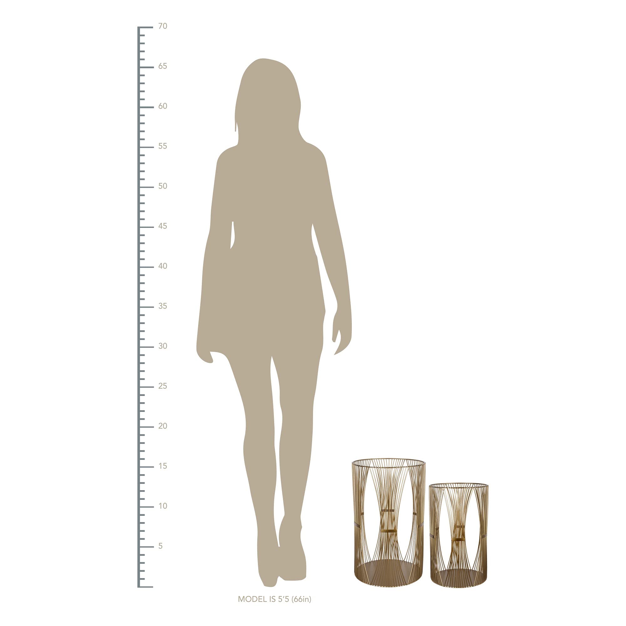 HomeRoots 100% Metal Set of Two Gold Metal Candle Holders