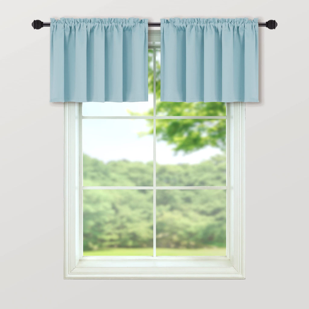Light Blue Window Valances For Kids Room Girls Nursery 2 Pack Rod Pocket Light Blocking Thermal Insulated Blackout Living Room K