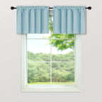 Light Blue Window Valances For Kids Room Girls Nursery 2 Pack Rod Pocket Light Blocking Thermal Insulated Blackout Living Room K
