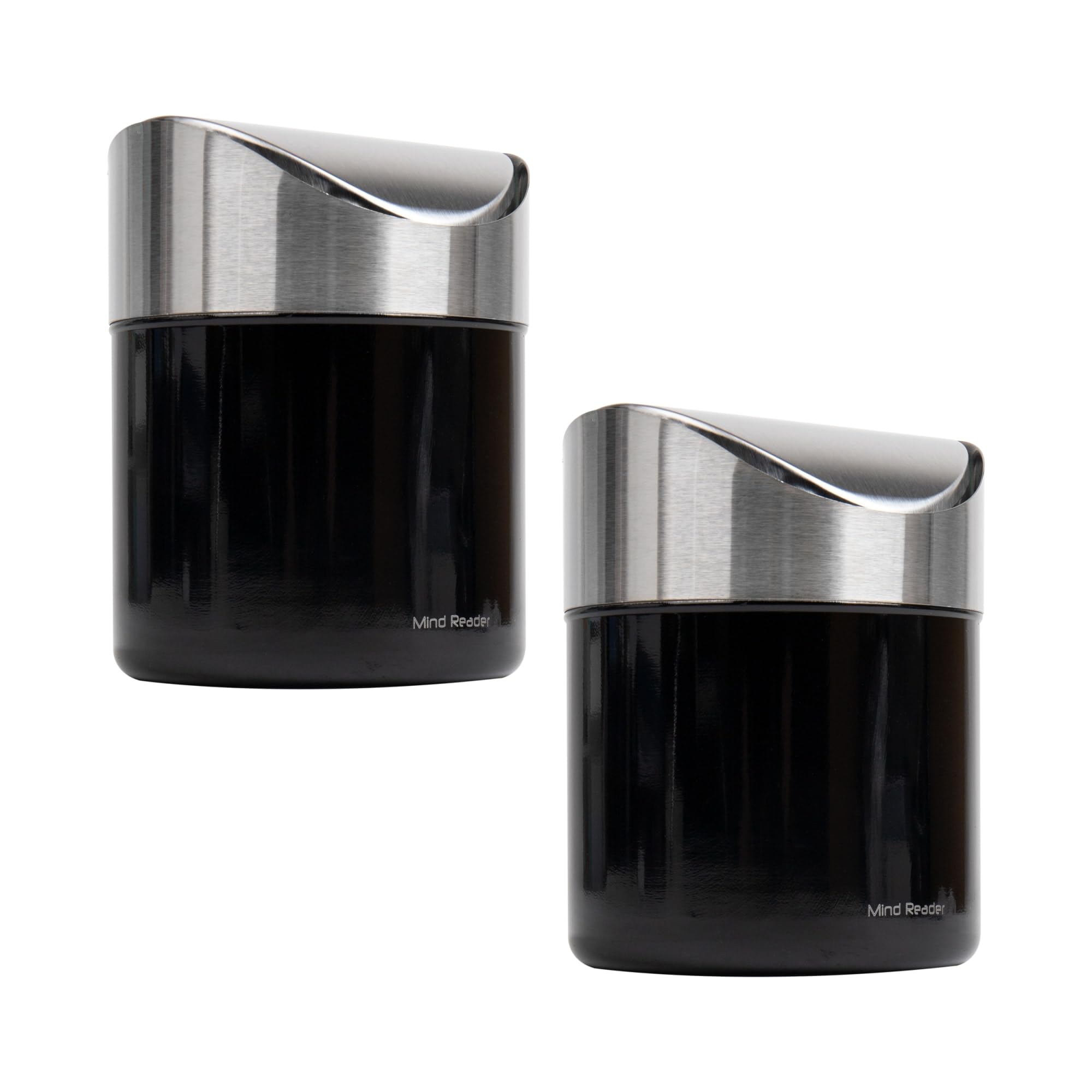 Mind Reader Mini Countertop Trash Can, Set of 2, 1.5L(0.40 gal) Waste Paper Basket, Office, L x 4.75 W x 6.25 H, Black