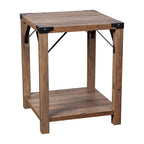 Flash Furniture Wyatt Modern Farmhouse 2 Tier Side Table - Rustic Oak Engineered Wood Frame - Black Metal Crisscross Side Braces and Corner Accents