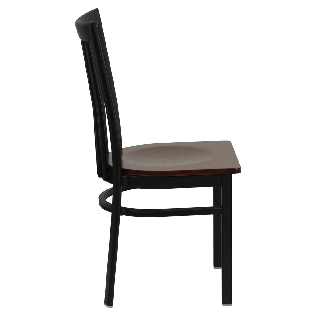 Flash Furniture Hercules Series Black School House Back Metal Restaurant Chair - Walnut Wood Seat