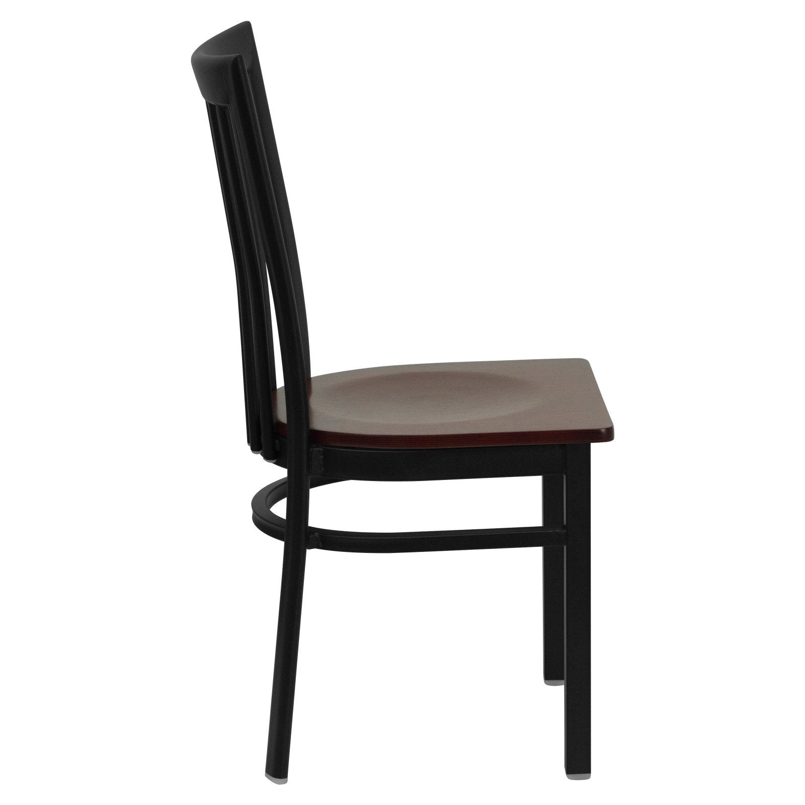 Flash Furniture Hercules Series Black School House Back Metal Restaurant Chair - Walnut Wood Seat