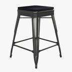 Flash Furniture Kai Commercial Grade Indoor-Outdoor Counter Height Stool - Black Metal Frame - Black Poly Resin Seat - 24' High - Backless