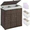 Mann Martarge 110L Foldable Wicker Laundry Hamper with Lid & 2 Removable Liner Bags  Easy Setup, No Installation Needed