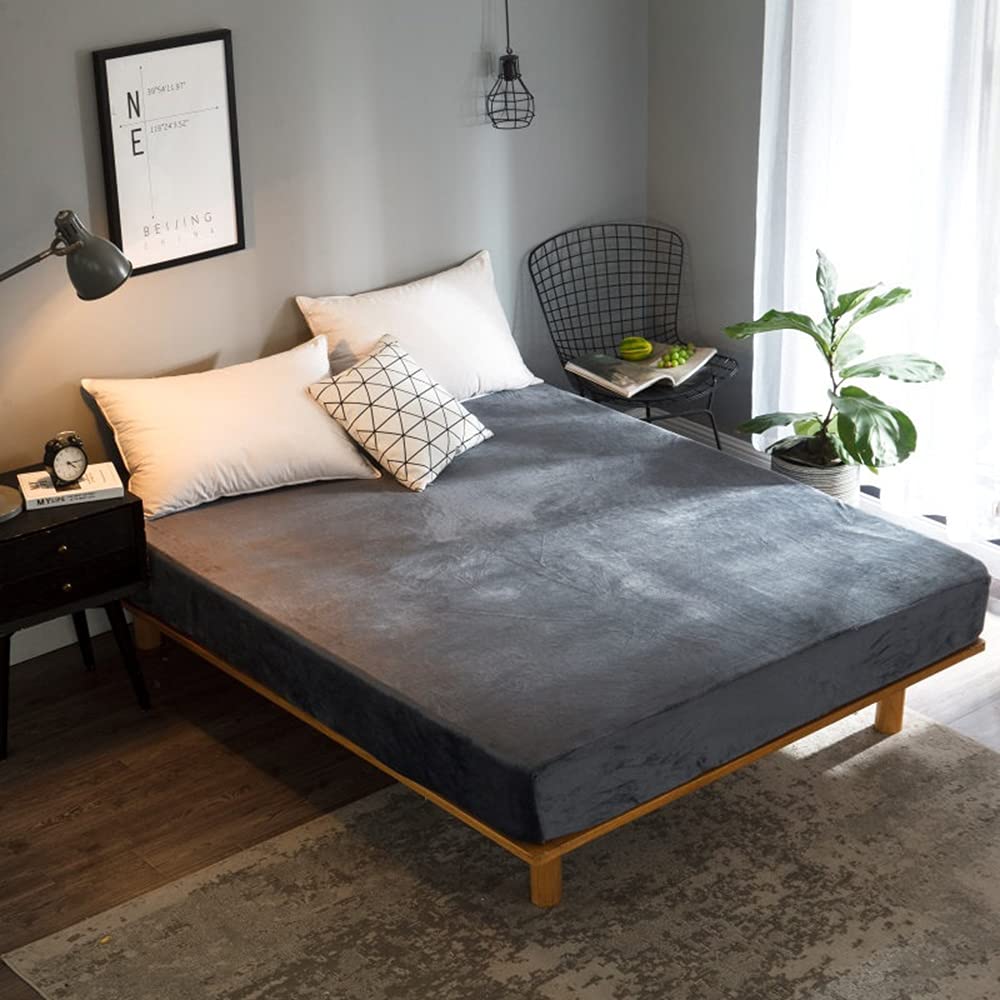 King Fitted Sheet Only - Plush Shaggy Ultra Soft Fitted Sheet King Size, Fuzzy Flannel Comfortable Velvet Fitted King Size Sheet