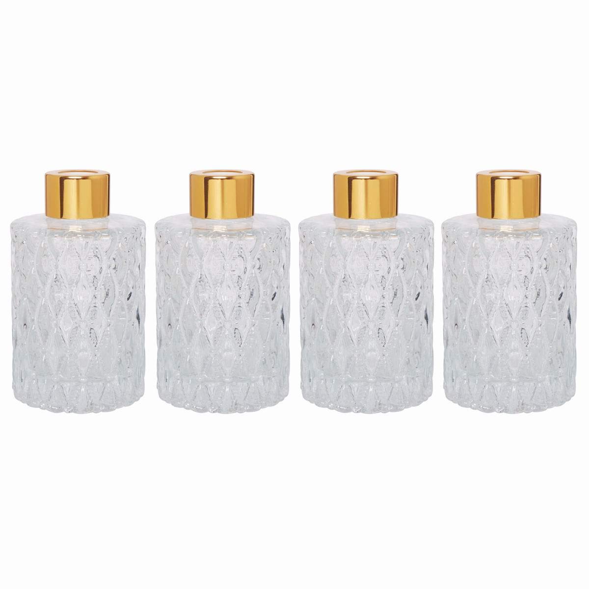 Hosley Set of 4 Mid Century Modern Glass Diffuser Bottles 4 Inch High. Ideal for Use with Essential Oils Hosley Replacement Diff