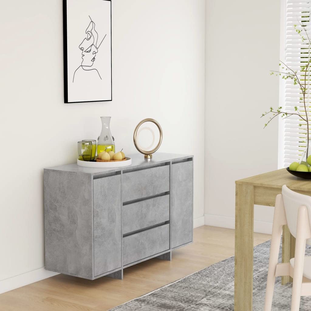 vidaXL Sideboard with 3 Drawers Concrete Gray 47.2&quot;x16.1&quot;x29.5&quot; Chipboard