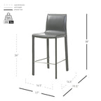 New Pacific Direct Gervin Recycled Leather Counter, Set Of 2 Bar & Counter Stools, Anthracite Gray