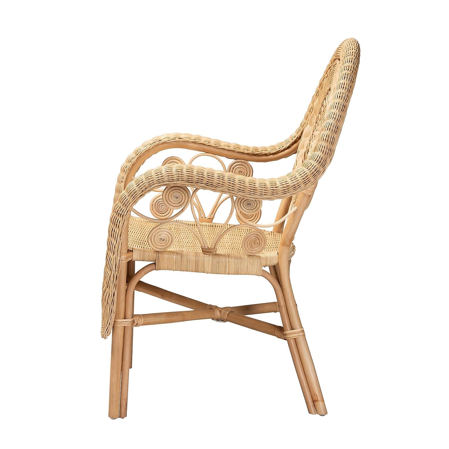 Bali & pari Putri Modern Bohemian Natural Rattan Arm Chair