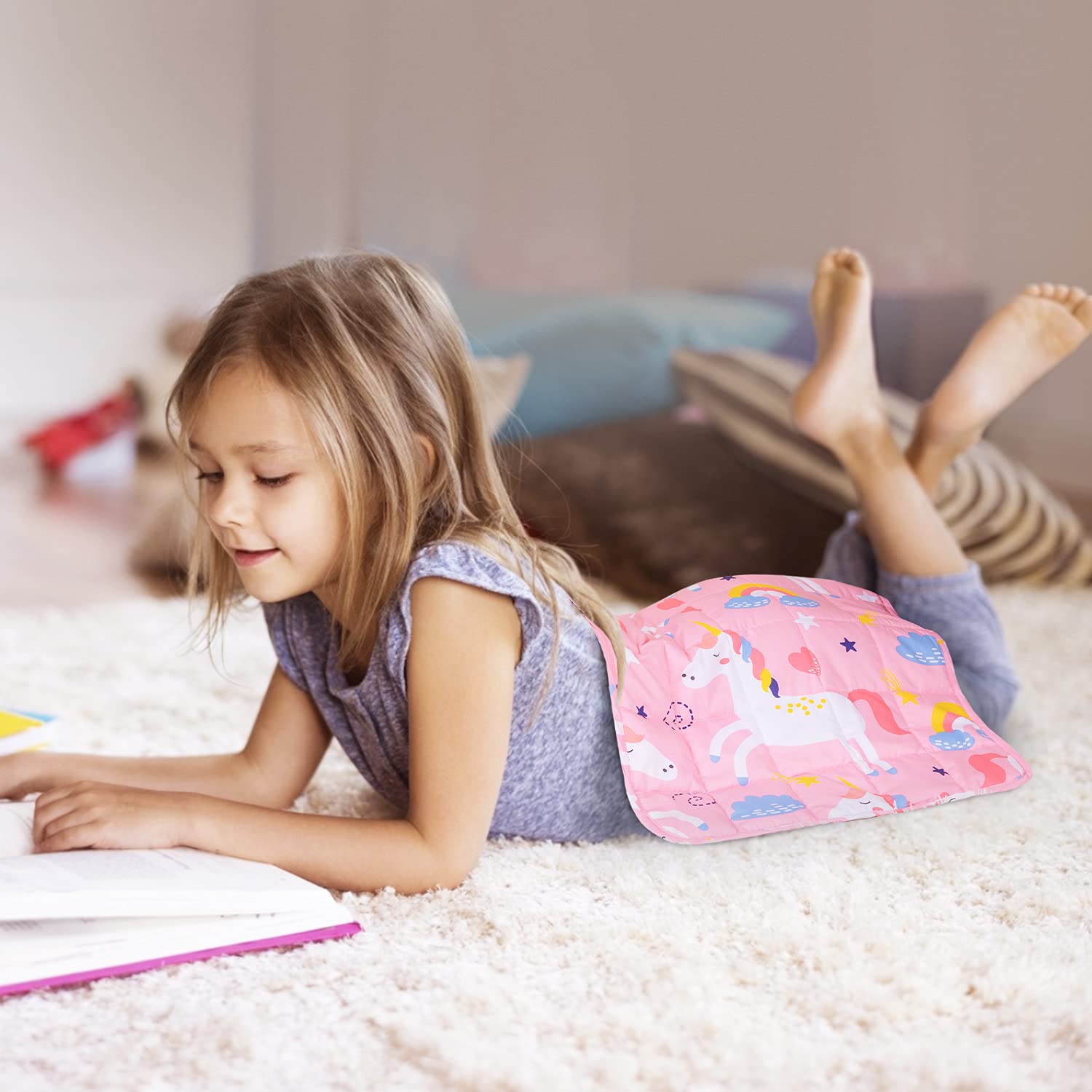 Sivio Weighted Blanket, 3Lbs Weighted Lap Pad Sensory Heavy Pad With Glass Beads Portable Lap Blanket Great For Home Classroom T