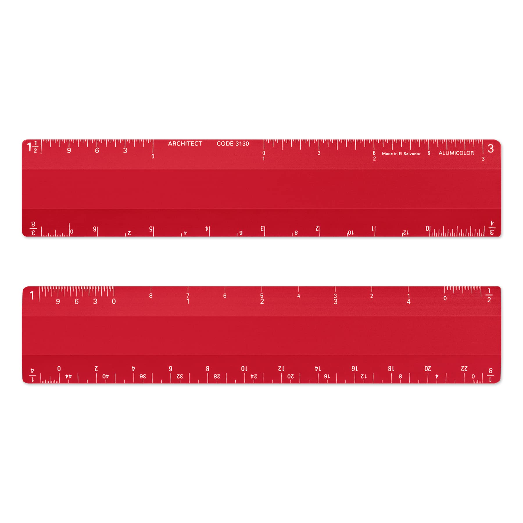 Alumicolor Architect 6 Inch Ruler Scale W/ 4 Bevel Design For Drawing, Drafting & Engineering, Calibrations Divided By (1/8, 1/4