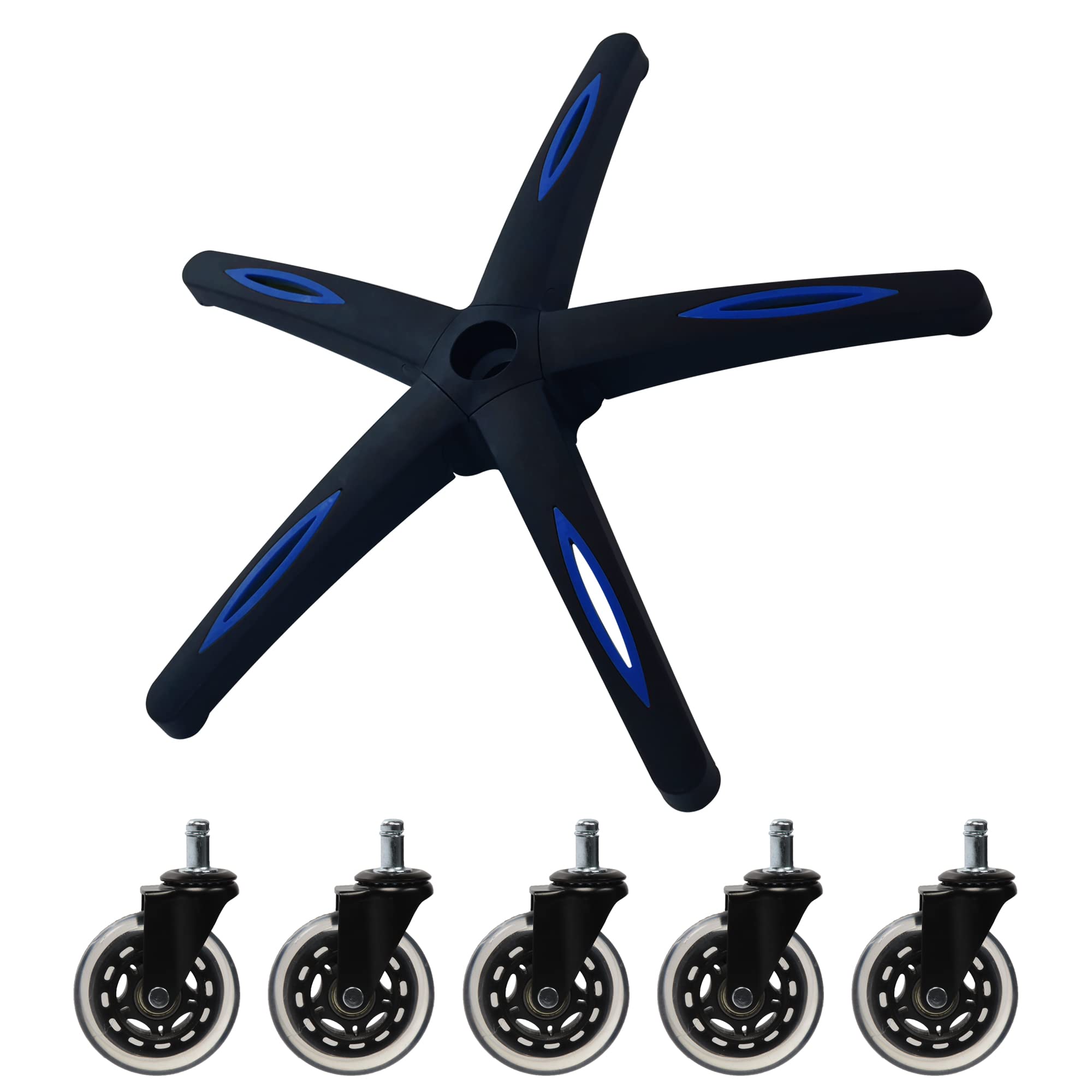Frassie 28 Inch Nylon Gaming Chair Base With 5 Casters, Heavy Duty Boss Office Chair Base Part Replacement (Blue)