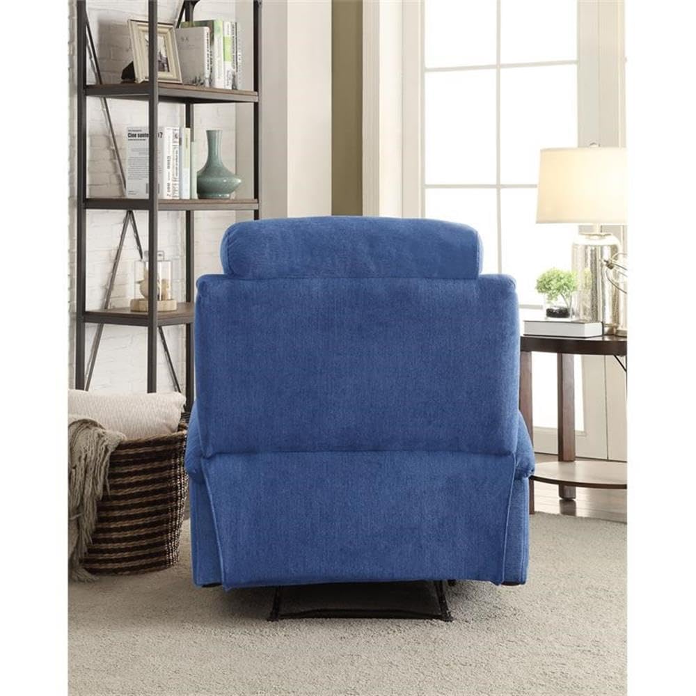Acme Rosia Fabric Upholstered Motion Recliner With Pillow Top Armrest In Blue
