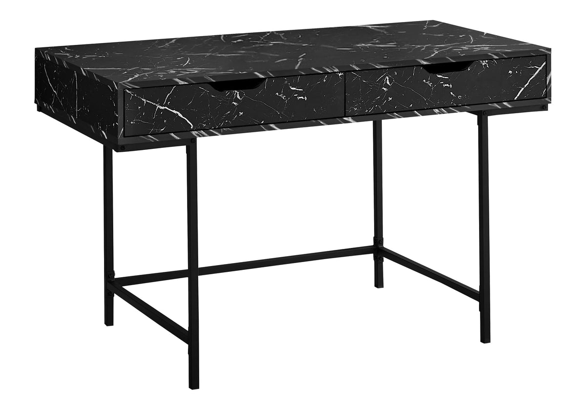 Monarch Specialties I 7552 Computer Desk, Home Office, Laptop, Storage Drawers, 48&quot; L, Work, Metal, Laminate, Black Marble Look, Contemporary, Modern