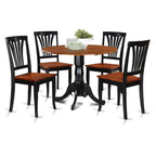 East West Furniture DLAV5-BLK-W 5 Piece Dining Set Includes a Round Dining Room Table with Dropleaf and 4 Kitchen Chairs, 42x42 Inch, Black & Cherry