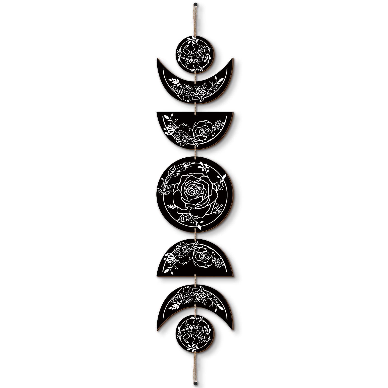 BBTO Boho Wall Decoration Moon Phases Wall Art Stars Moon Decoration Minimalist Room Wooden Gothic Witchy Door Pediments Hanging