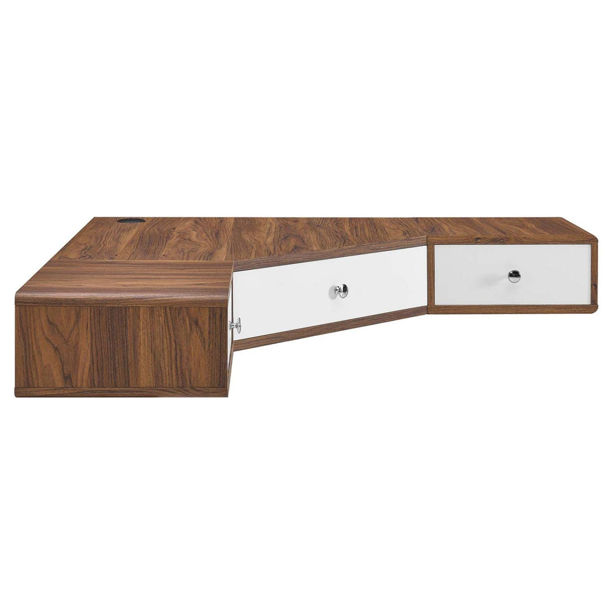 Modway Transmit 47&quot; Wall Mount Corner Wood Office Desk in Walnut/White