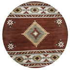 Rizzy Home Alora Decor Ryder 10' Round Tribal Rust/Khaki/Navy/Sage Hand-Tufted Rug