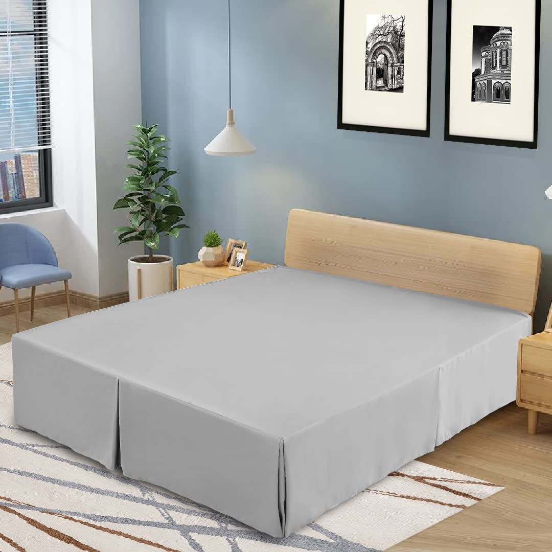 Lux Decor Collection Bed Skirt - Easy Fit King Bed Skirt 14 Inch Tailored Drop - Brushed Microfiber Quadruple Pleated Bed Skirt