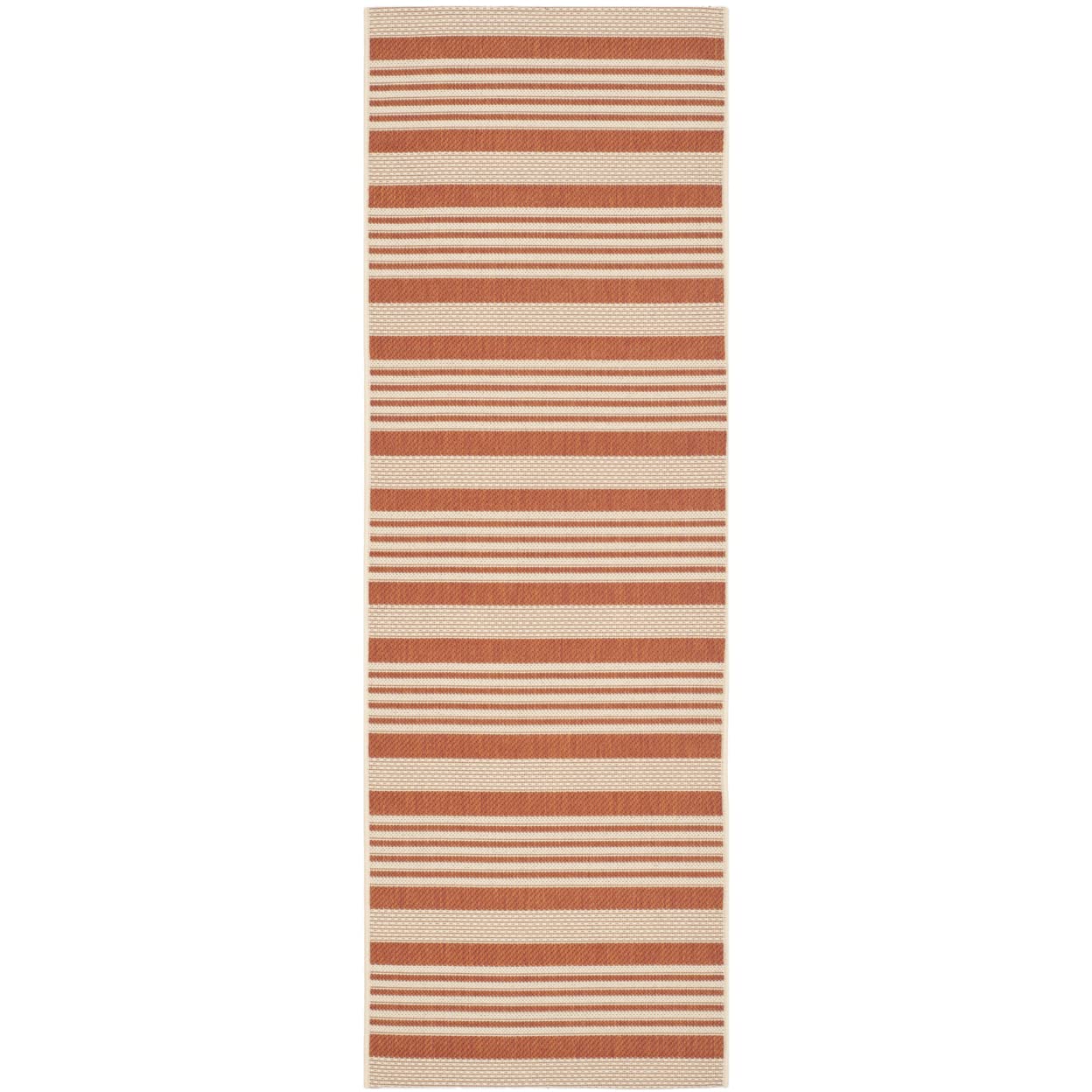 SAFAVIEH Courtyard Collection 2'3'' x 16' Terracotta/Beige CY6062 Stripe Indoor/ Outside Waterproof Easy cleansingPatio Backyard