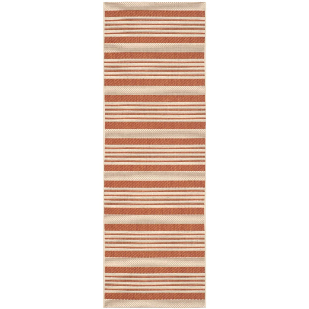 SAFAVIEH Courtyard Collection 2'3'' x 20' Terracotta/Beige CY6062 Stripe Indoor/ Outside Waterproof Easy cleansingPatio Backyard