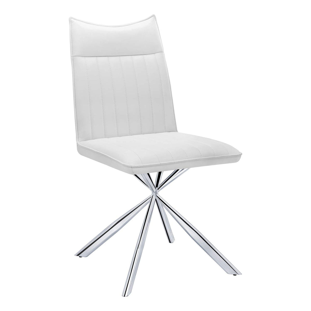 Monarch Specialties 1212, Set of 2, Side, Upholstered, Kitchen, Room, Pu, Contemporary, Modern Dining Chair, 18.5' L x 23.50' W x 36.25' H, White Leather-Look/Chrome Metal