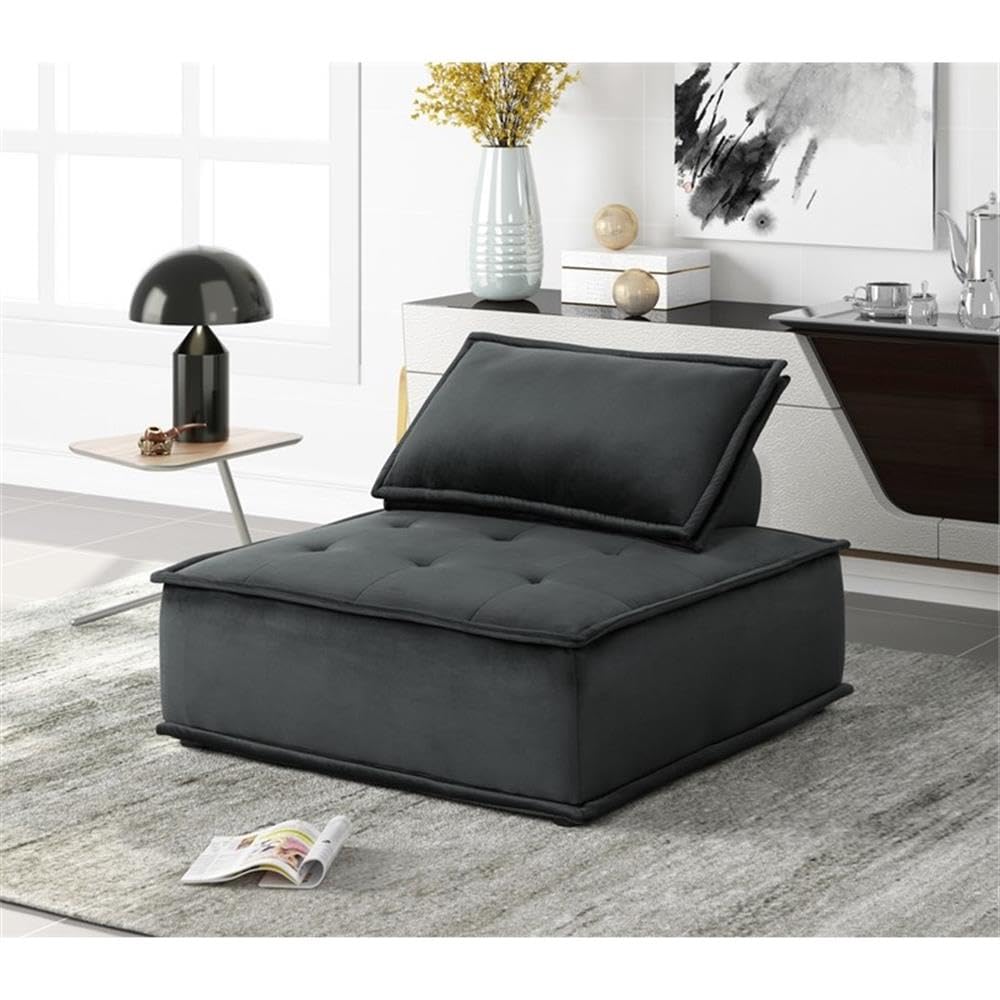 Lilola Home Anna Black Velvet Armless Lounge Chair