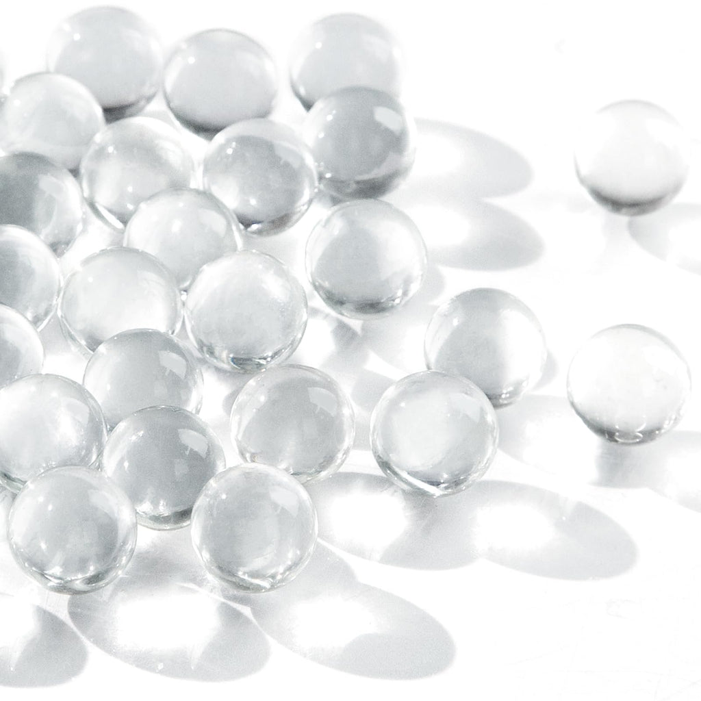 DomeStar 1LB Glass Marbles Bulk, Round Glass Marbles 0.63 Inch Vase Fillers Clear Glass Beads for Marble Runs Home Decor