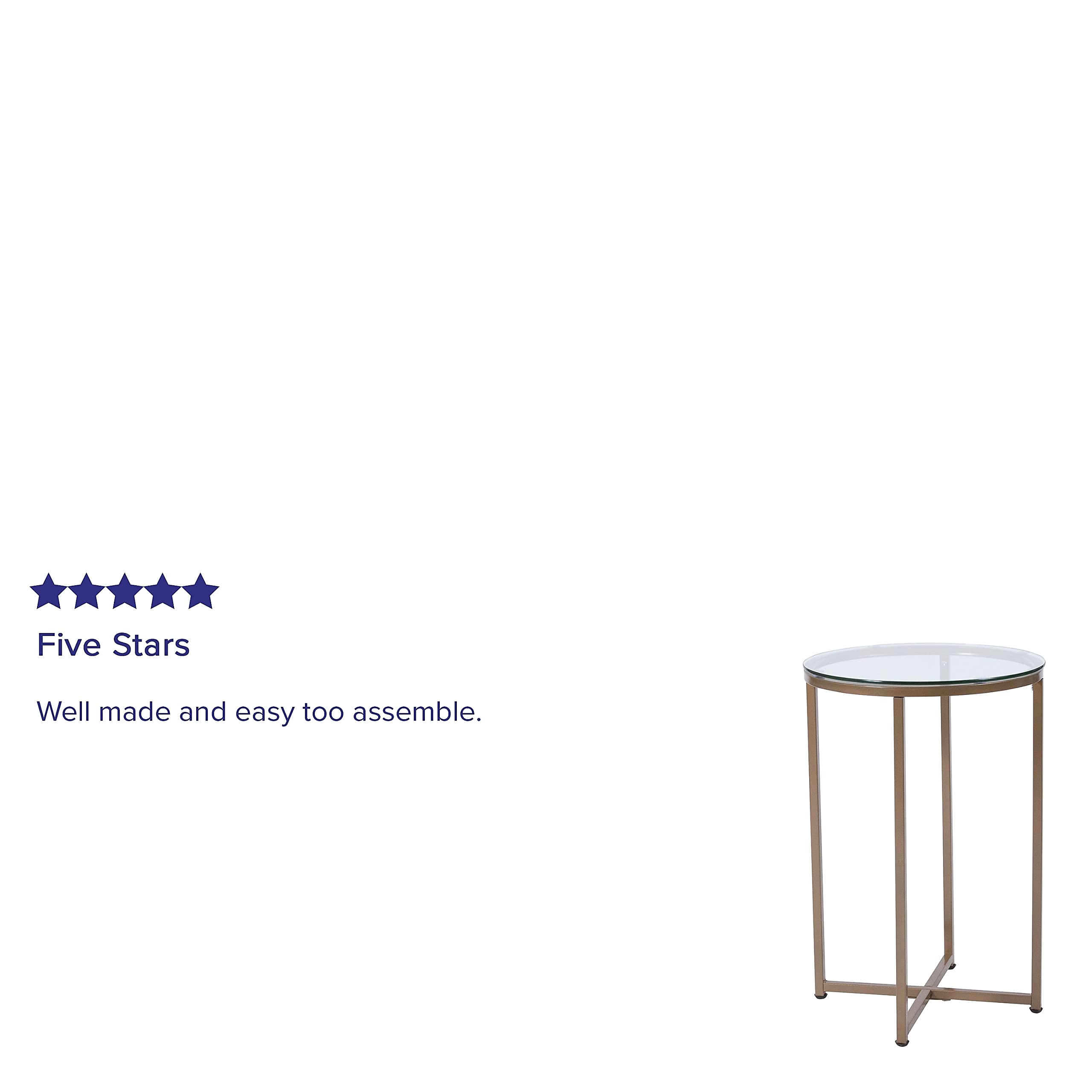 Flash Furniture Greenwich Collection End Table - Modern Clear Glass End Table - Crisscross Brushed Gold Frame