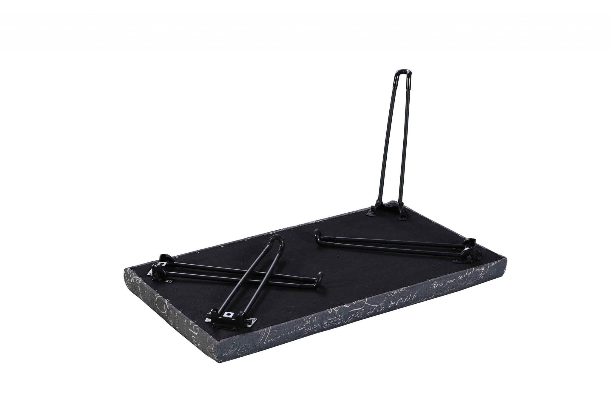 HomeRoots Polyresin 31' Blue and Cream Postcard Upholstered Folding Bench