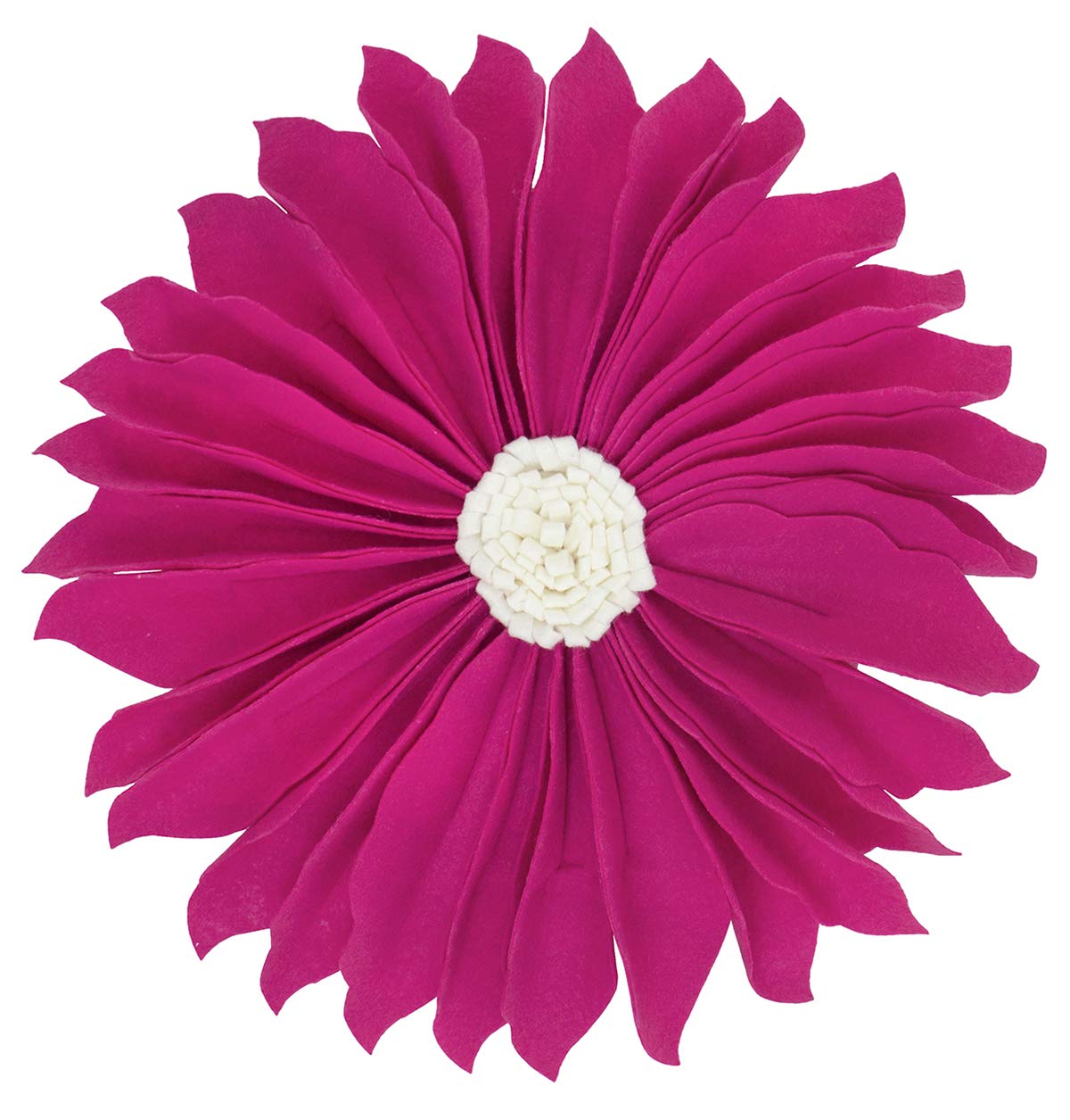 Fennco Styles Handmade Garden 3D Sunflower Decorative Throw Pillow Cover 13' Round - Fuchsia Floral Pillow Case For Couch, Livi