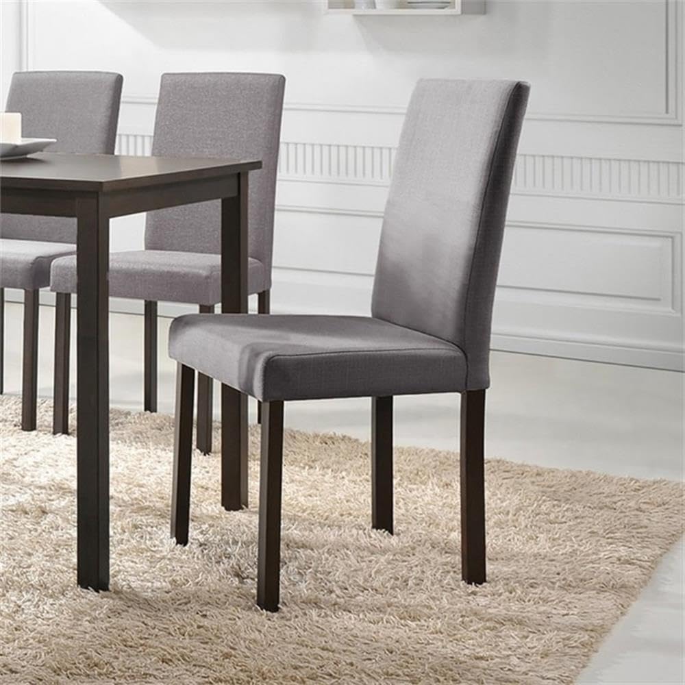Baxton Studio Andrew Contemporary Espresso Wood and Grey Fabric Dining Chairs (Set of 2)