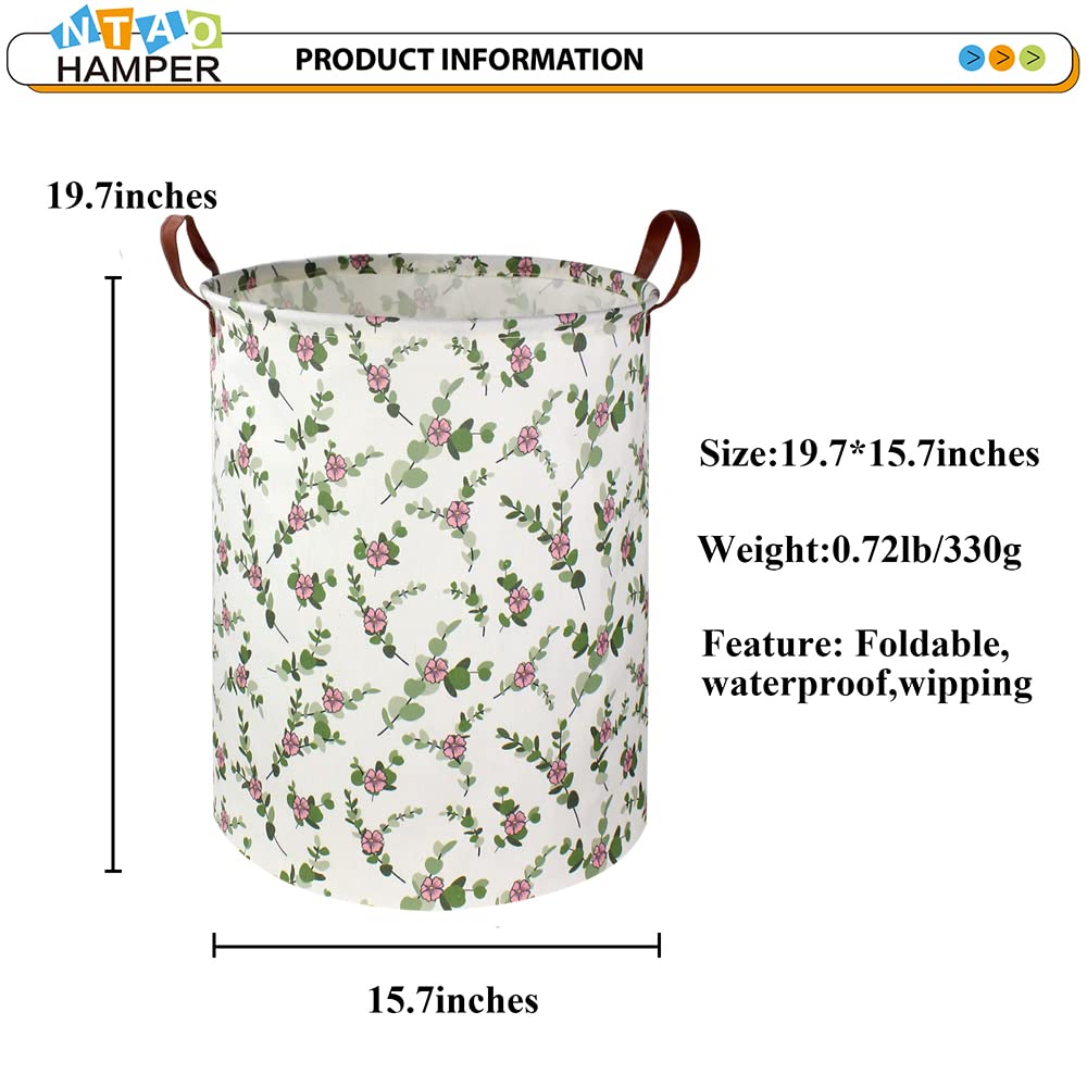 Ntaohamper Large Round Canvas Linen Laundry Hamper,Waterproof Storage Bin For Toys,Books,Clothes,Pets, Laundry Basket, Gift Bask