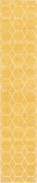 Unique Loom Trellis Frieze Collection Area Rug - Geometric (2 x 10 Runner, Yellow/ Ivory)